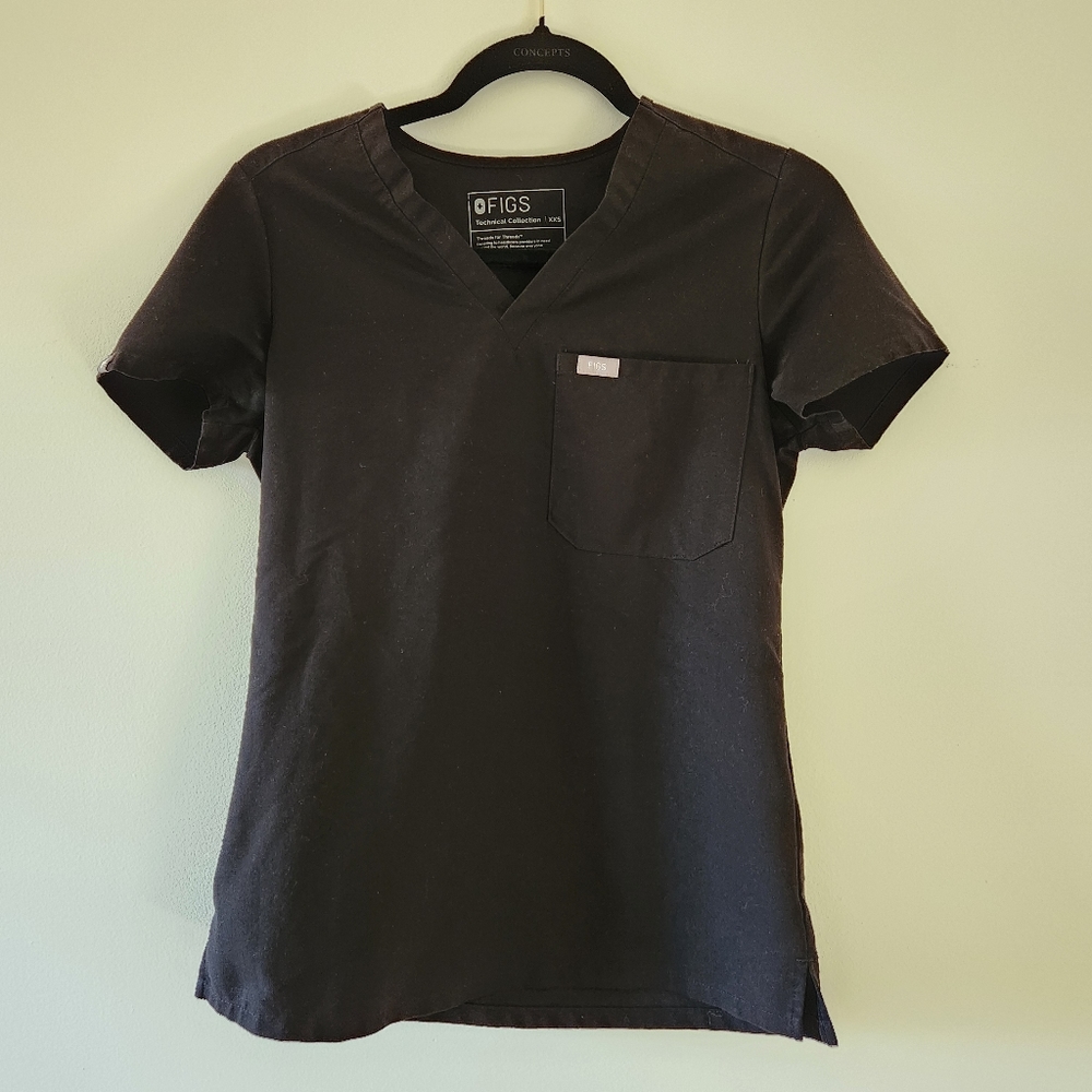 XXS Black Figs Catrina One Pocket Scrub Top
